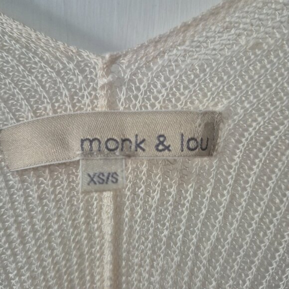 Monk & Lou Oversize Loose Fit Linen Blend Open Front Knit Cardigan Cream - Picture 4 of 10